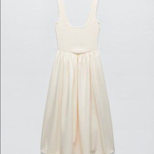 Cream drop waist Zara Midi dress L / NWT